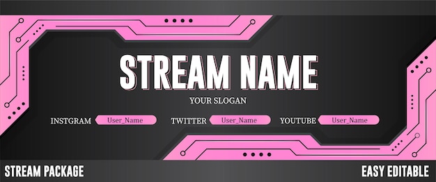 Abstract twitch gaming banner template