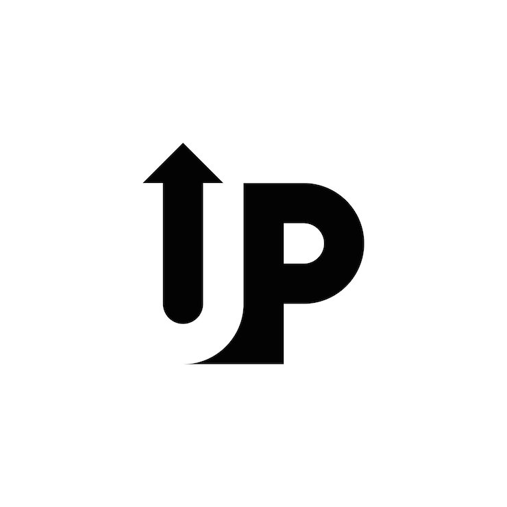 Vector abstract up en pijl monogram logo-ontwerp, pictogram voor zaken, sjabloon, eenvoudig, elegant