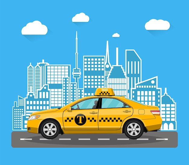 Vector abstract urban cityscape with taxi cab