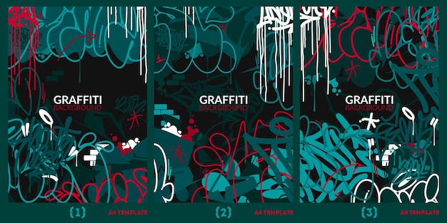 Abstract Urban Graffiti Style A4 Poster Vector Illustration Background Template