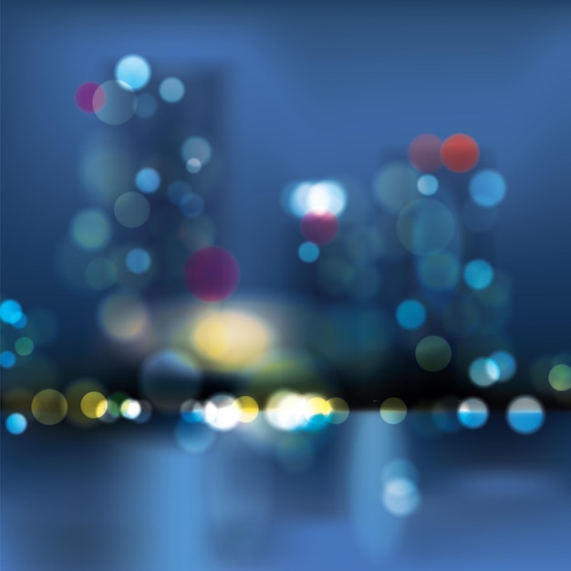 Vector abstract urban night light bokehdefocused background