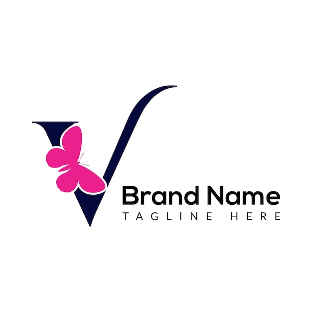 Vector abstract v letter modern initial butterfly lettermarks logo design
