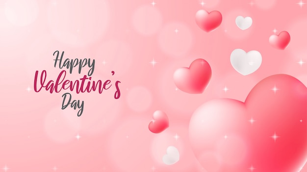 Vector abstract valentine background with floating hearts