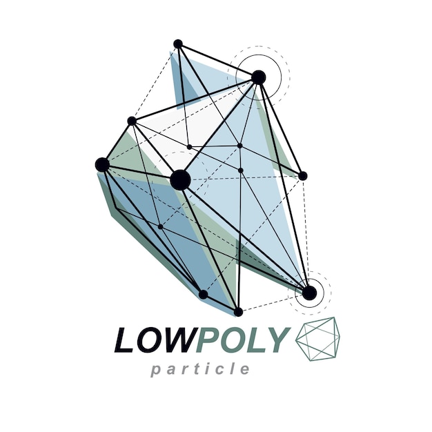 Abstract vector 3d geometric low poly object. Technology and science conceptual logo.