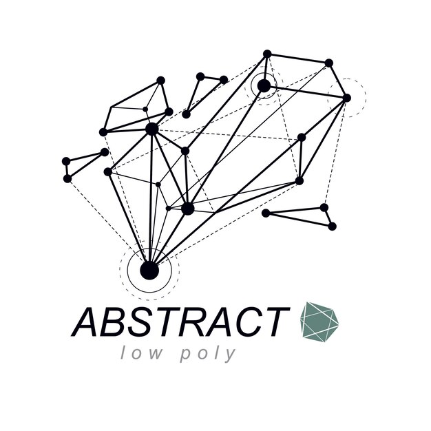 抽象的なベクトル3d幾何学的な低ポリゴンオブジェクト。技術と科学の概念的なロゴ。
