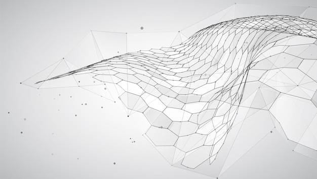 Abstract vector achtergrond met zeshoeken landschap van de virtuele wereld 3d ontwerp