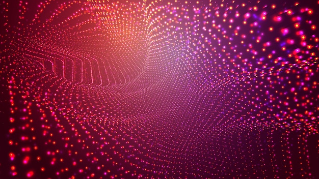 Abstract vector background, bright infinite tunnel of glowing segments.