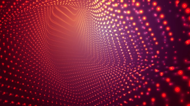 Абстрактный векторный фон, яркий бесконечный туннель светящихся сегментов.