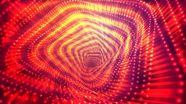 抽象的なベクトルの背景、光るセグメントの明るい無限のトンネル。