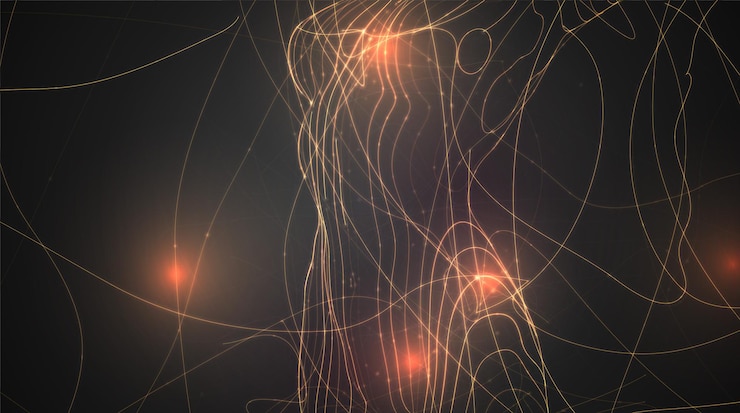 Vector abstract vector background of lines and points, curved beautiful shapes.