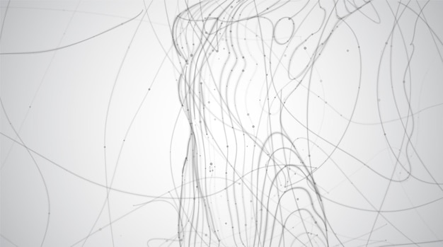 Abstract vector background of lines and points, curved beautiful shapes.