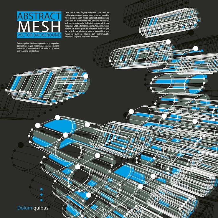 Vector abstract vector background, modern style technology and science theme layout, connection and communication 3d abstract mesh, clear eps 8.