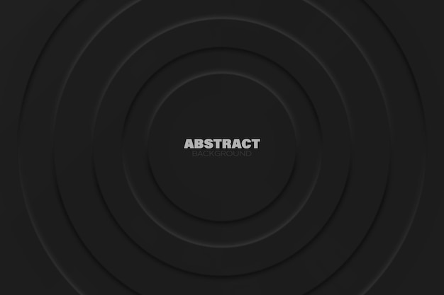 Vector abstract vector background with black concentric circles banner or poster in neo morphism style