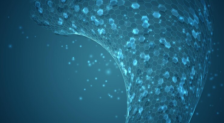 Vector abstract vector background with hexagons landscape and landscape of the virtual world 3d design