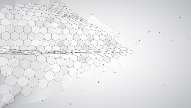 abstract vector background with hexagons landscape of the virtual world 3d design