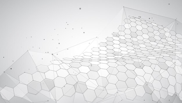 Abstract vector background with hexagons landscape of the virtual world 3d design