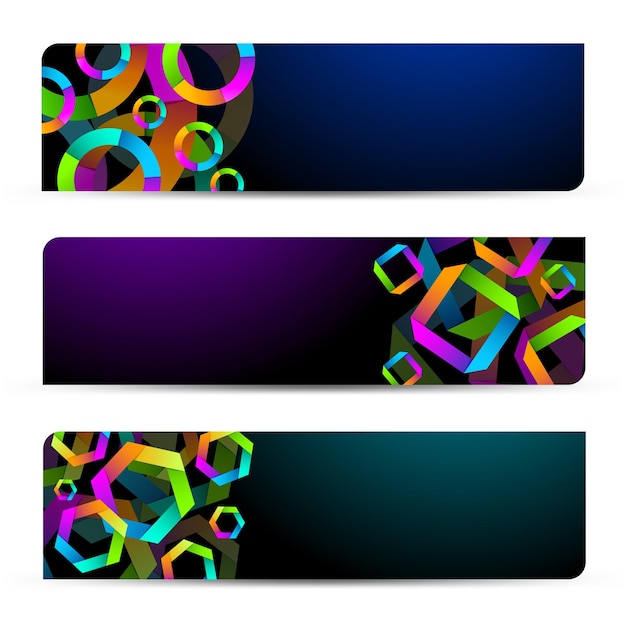 Абстрактные векторные баннеры с красочными формами