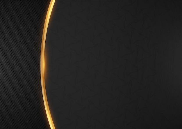 Абстрактный векторный черный фон с золотой светящейся линией