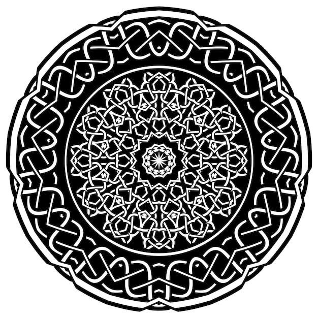 Illustrazione vettoriale astratta in bianco e nero rotondo bellissimo ornamento motivo decorativo mandala etnico vintage elemento di design per tatuaggio o logo