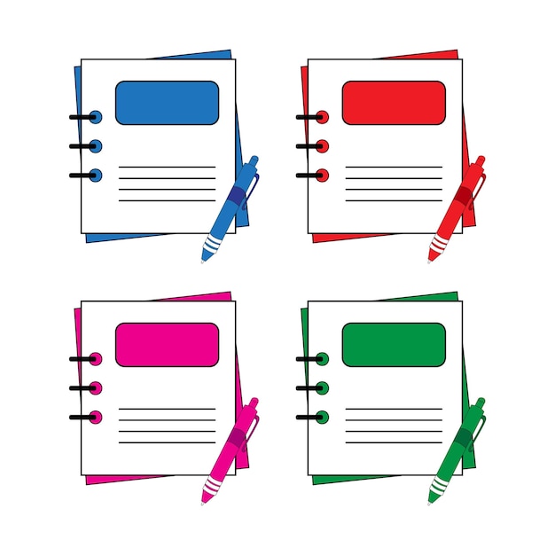 Abstract Vector Blank Book or Copy With Pen Colorful Icon Design Template