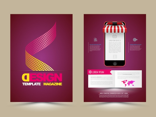 Abstract vector brochure sjabloon met smartphones