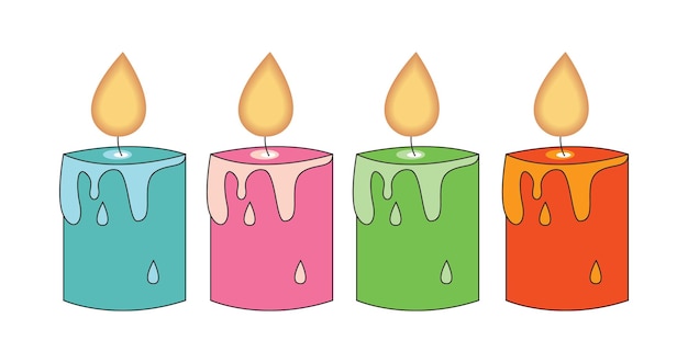 추상적인 벡터 다채로운 촛불 아이콘 디자인 서식 파일