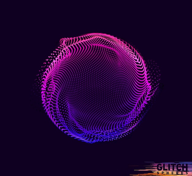 Vector abstract vector colorful mesh on dark background. futuristic style card. elegant background for business presentations. corrupted point sphere. chaos aesthetics