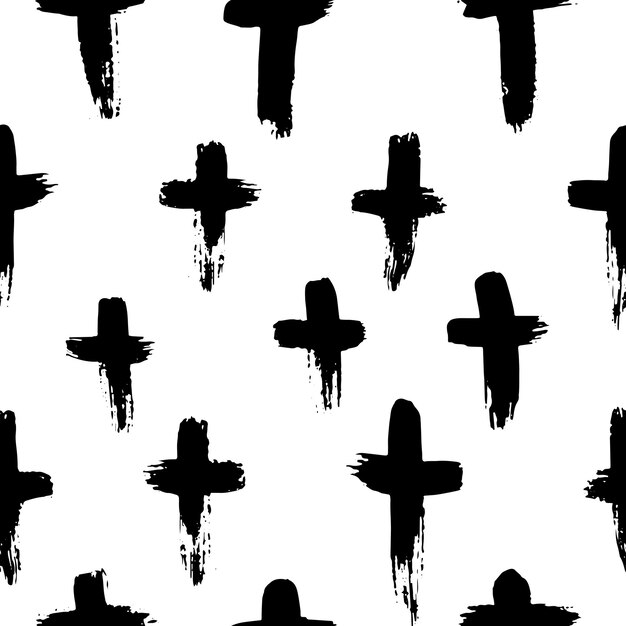 Abstract vector crosses handdrawn seamless pattern