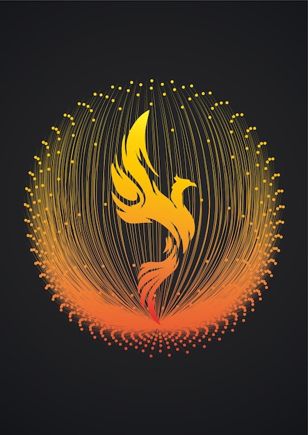 상징적 인 불 에 있는 새 의 추상적 인 터 그림