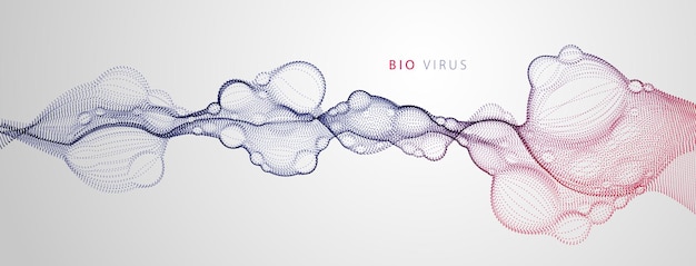Абстрактные векторные течет широкий фон обоев. Биологическая мутация, микроскопический вирус, форма точечных частиц, нанотехнология. Абстрактный течет широкий фон обоев.