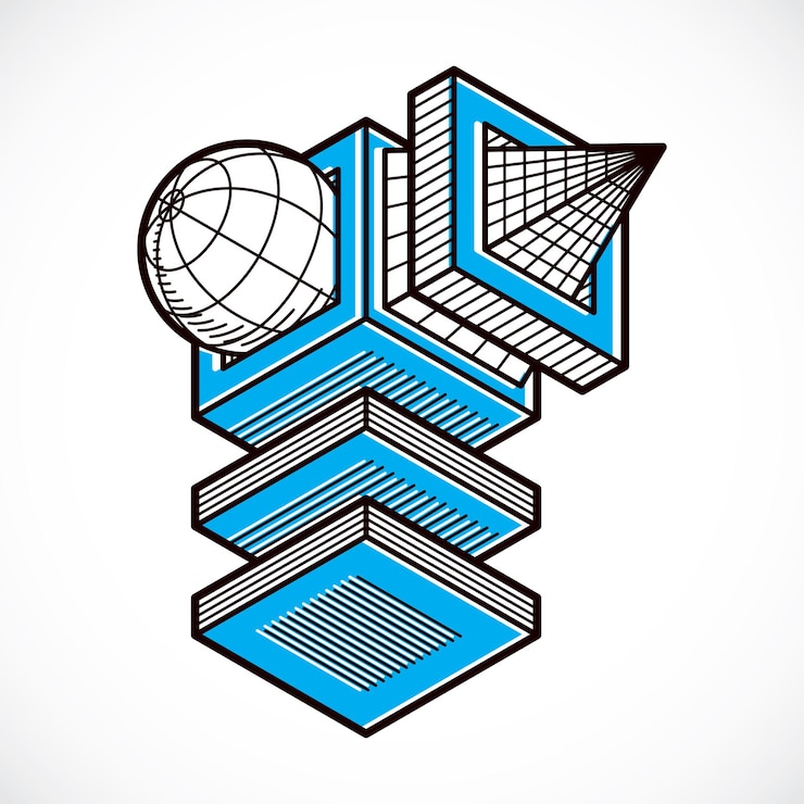 Vector abstract vector geometric form, 3d polygonal shape.