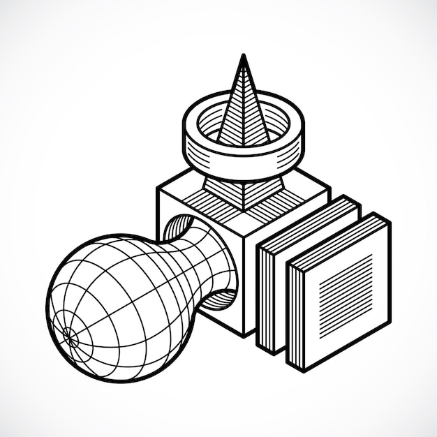 Абстрактная векторная геометрическая форма, трехмерная форма.