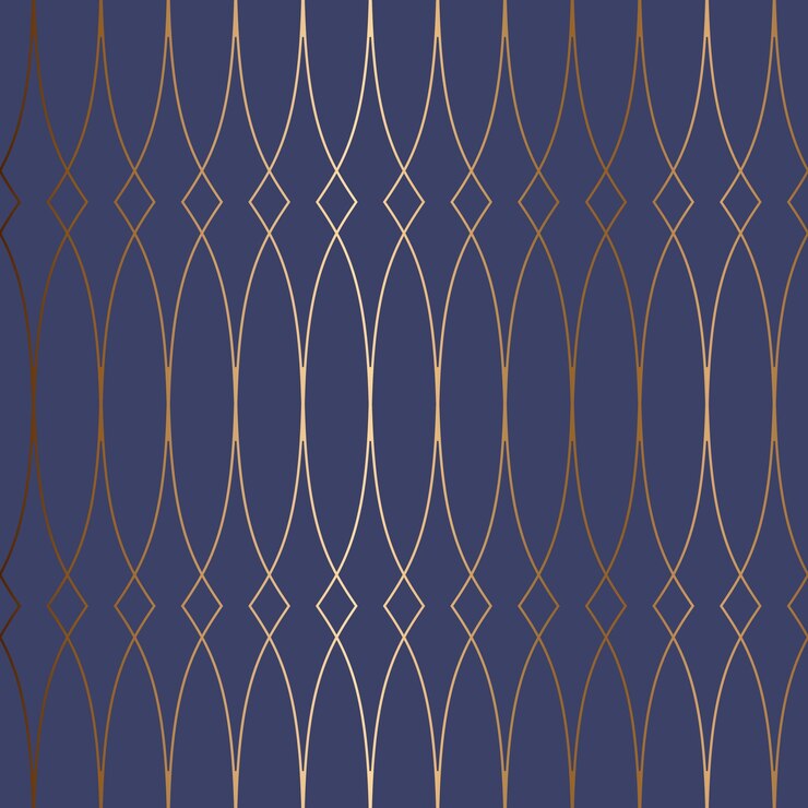 Vector abstract vector geometric seamless golden pattern blue background
