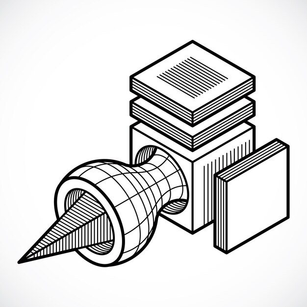 Abstract vector geometrische vorm, 3D veelhoekige vorm.