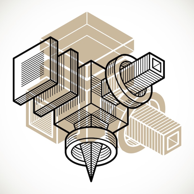Abstract vector geometrische vorm, 3D veelhoekige vorm.
