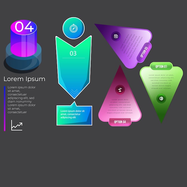 abstract vector gradient minimalistic infographic template composed of 5 rounded squares