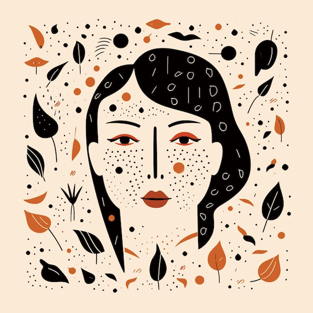 抽象的なベクトル手女性の顔の概念で描かれたイラスト