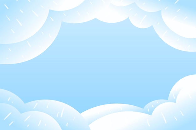 Abstract vector horizontal background template with cartoon cloud frame on blue sky