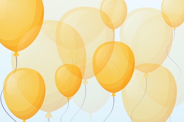 Abstract vector horizontal holiday background with yellow balloons
