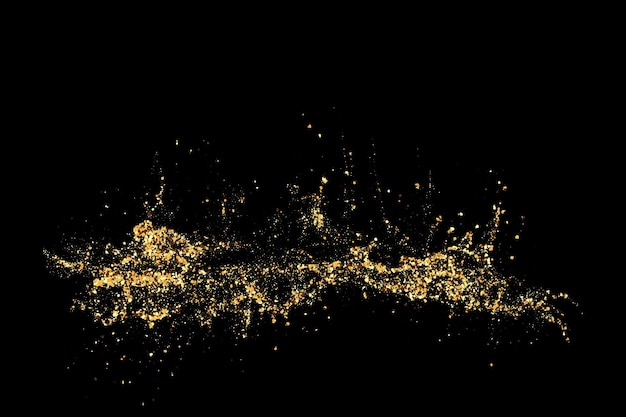 Abstract Vector illustration An array with dynamic golden particles on a black background Composition with motion effect