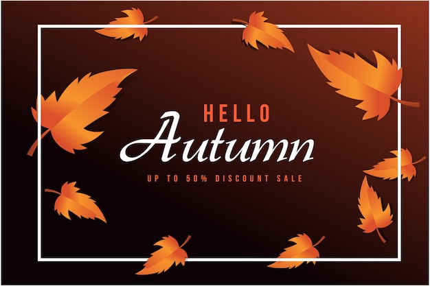 Vettore illustrazione vettoriale astratta autumn sale background con autumn leaves per lo shopping vendita