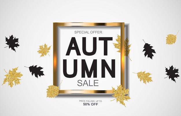 Abstract vector illustration autumn sale background with falling autumn leaves