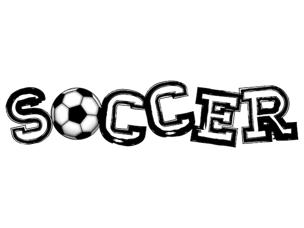 Abstract vector illustration black inscription soccer with football ball Design for print on fabric or tshirt