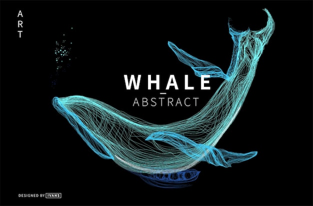Абстрактная векторная иллюстрация цвета кит рисует цветную линию стиль искусства кит стиль B