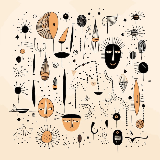 Vector abstract vector illustration of human faces and organic pattern