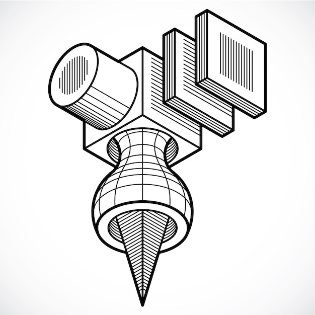 Vettore forma dimensionale isometrica vettoriale astratta realizzata utilizzando figure geometriche.