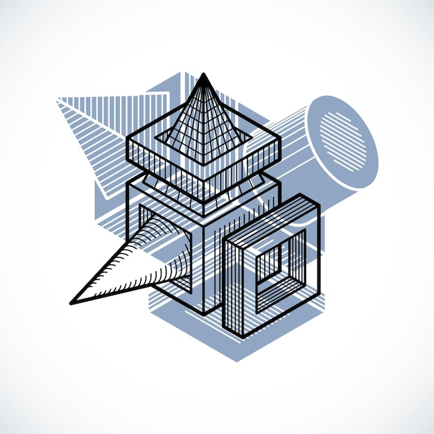 Vector abstract vector isometric dimensional shape made using geometric figures.