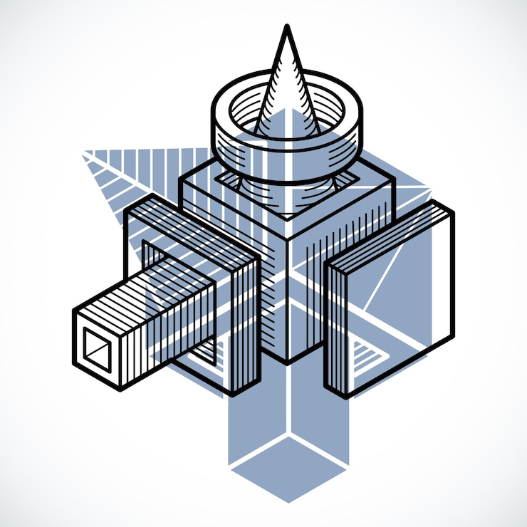 Vector abstract vector isometric dimensional shape made using geometric figures.