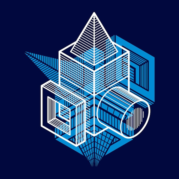 Vector abstract vector isometric dimensional shape made using geometric figures.