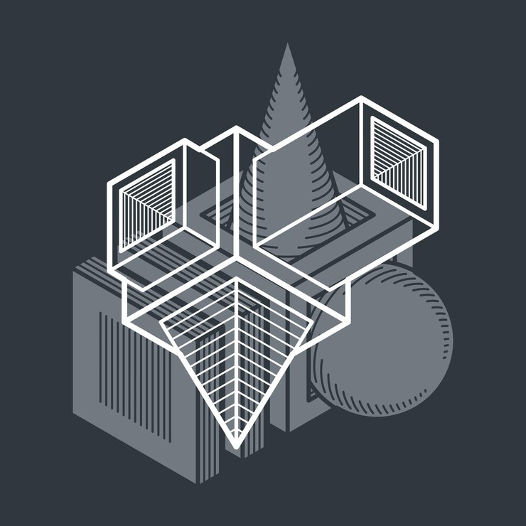 Vector abstract vector isometric dimensional shape made using geometric figures.